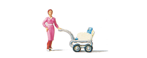 Preiser 28037 Woman with Baby Carriage HO Gauge Figures