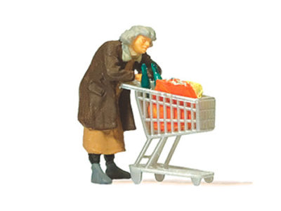 Preiser 29095 Homeless Woman w/Trolley HO Gauge Figures