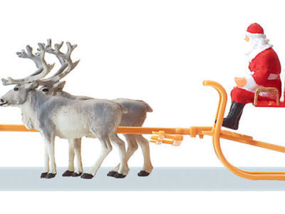 Preiser 30399 Christmas Sleigh with four Reindeers HO Gauge Figures