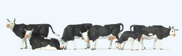 Preiser 73013 Black & White Cows OO Gauge Figures