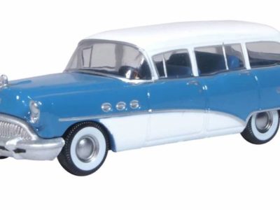 Oxford Diecast 87BCE54001 Buick Century Estate Wagon 1954 - Blue / Arctic White- HO Scale