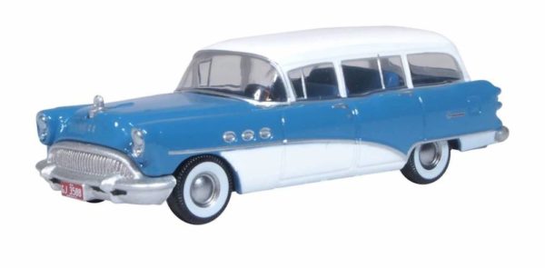 Oxford Diecast 87BCE54001 Buick Century Estate Wagon 1954 - Blue / Arctic White- HO Scale