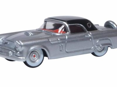 Oxford Diecast 87TH56007 Ford Thunderbird 1956 Car - Grey Metallic / Raven Black 1/87 Scale
