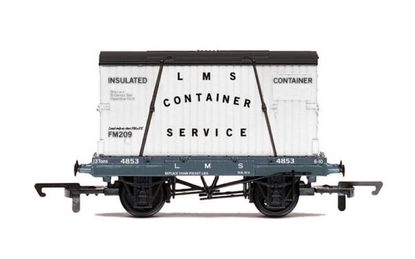 Hornby R60107 Conflat A Container Wagon, LMS, Container Service