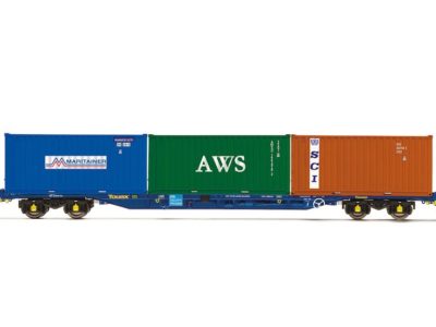 Hornby R60131 KFA Container Wagon with 3 x 20' Containers, Touax