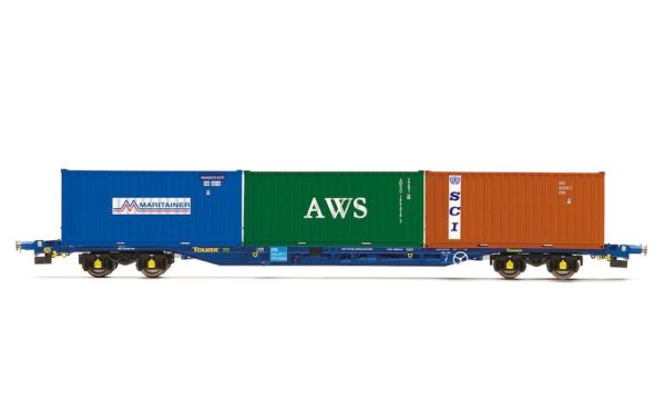 Hornby R60131 KFA Container Wagon with 3 x 20' Containers, Touax