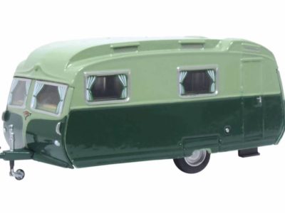 Oxford Diecast 76CC003 Carlight Continental Caravan - Dark Green and Sage Green