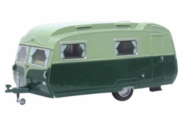 Oxford Diecast 76CC003 Carlight Continental Caravan - Dark Green and Sage Green