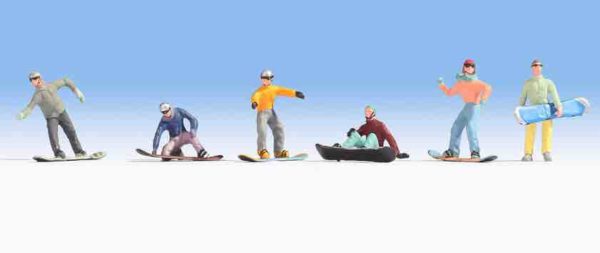 Noch 15826 Snowboarders w/boards (6) Figure Set HO Scale