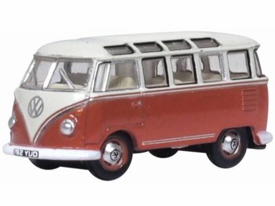 Oxford Diecast NVWS001 VW T1 Samba Bus - Sealing Wax Red / Beige Grey N Scale