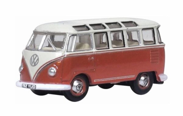 Oxford Diecast NVWS001 VW T1 Samba Bus - Sealing Wax Red / Beige Grey