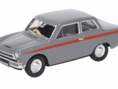 Oxford Diecast 76COR1008 Ford Cortina MK1 Car - Lombard Grey / Red