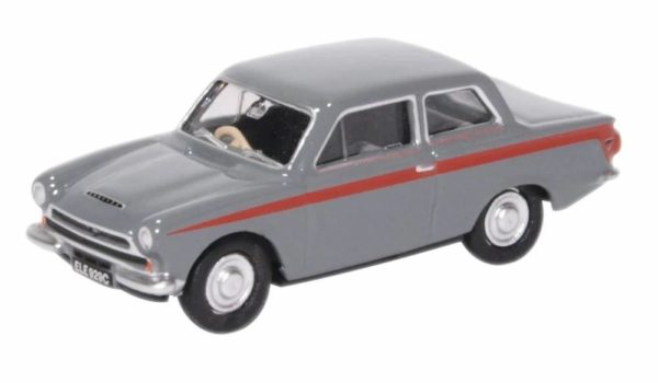 Oxford Diecast 76COR1008 Ford Cortina MK1 Car - Lombard Grey / Red