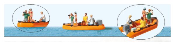 Preiser 10764 Family in Rubber Dinghy HO Gauge Figures