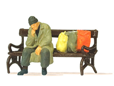 Preiser 29094 Homeless Man on Bench HO Gauge Figures
