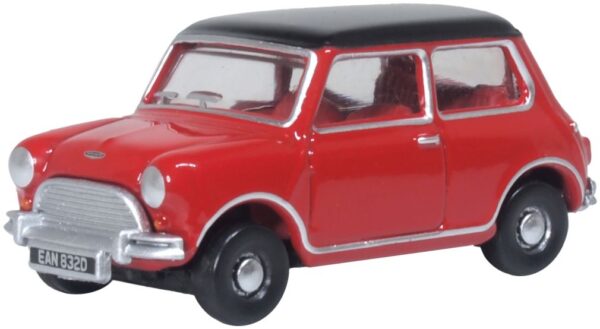 Oxford Diecast 76MN012 Austin Cooper Mini Tartan Red/Black 1/76 Scale