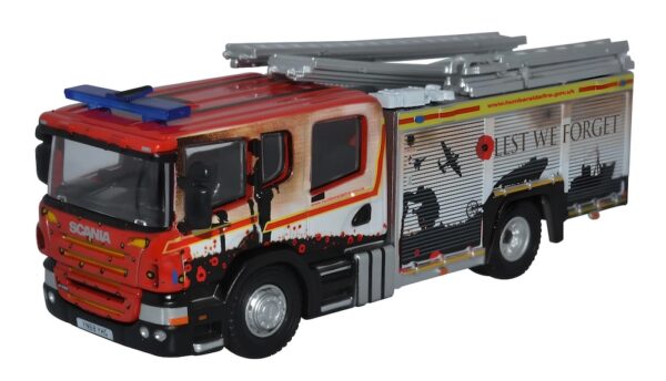 Oxford Diecast 76SFE011 Scania CP31 Truck Humberside Fire and Rescue Pump Ladder 1/76 Scale