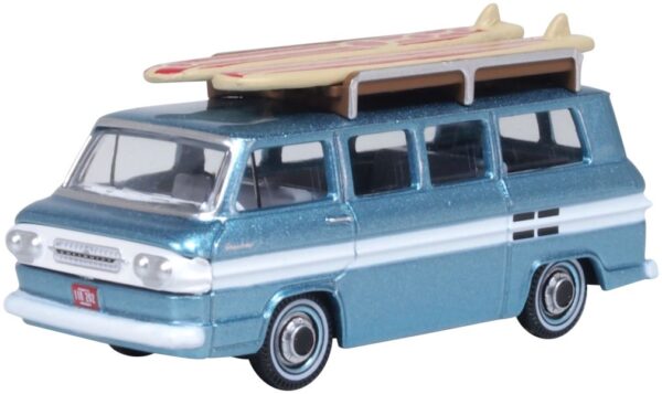 Oxford Diecast 87CG61001 Chevrolet Corvair Greenbrier Passenger Wagon 1961 Turq/Cameo White 1/87 Scale
