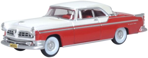 Oxford Diecast 87CNY55001 Chrysler New Yorker Deluxe Coupe 1955 St. Regis Tango Red/Platinum 1/87 Scale