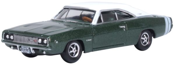 Oxford Diecast 87DC68005 Dodge Charger Racing 1968 Green/White 1/87 Scale